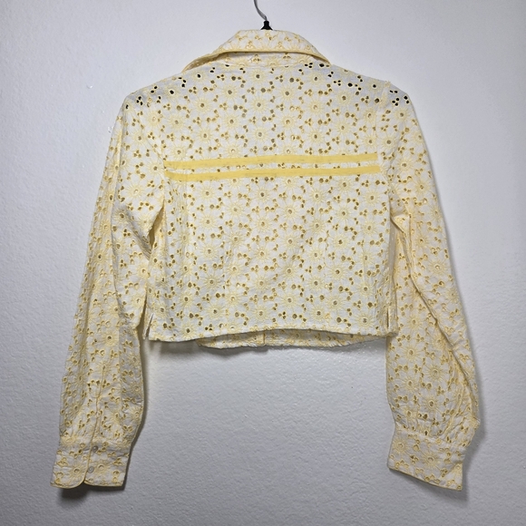 Free People Dream A Little Dream Yellow Eyelet Top Small NWOT - Picture 9 of 10